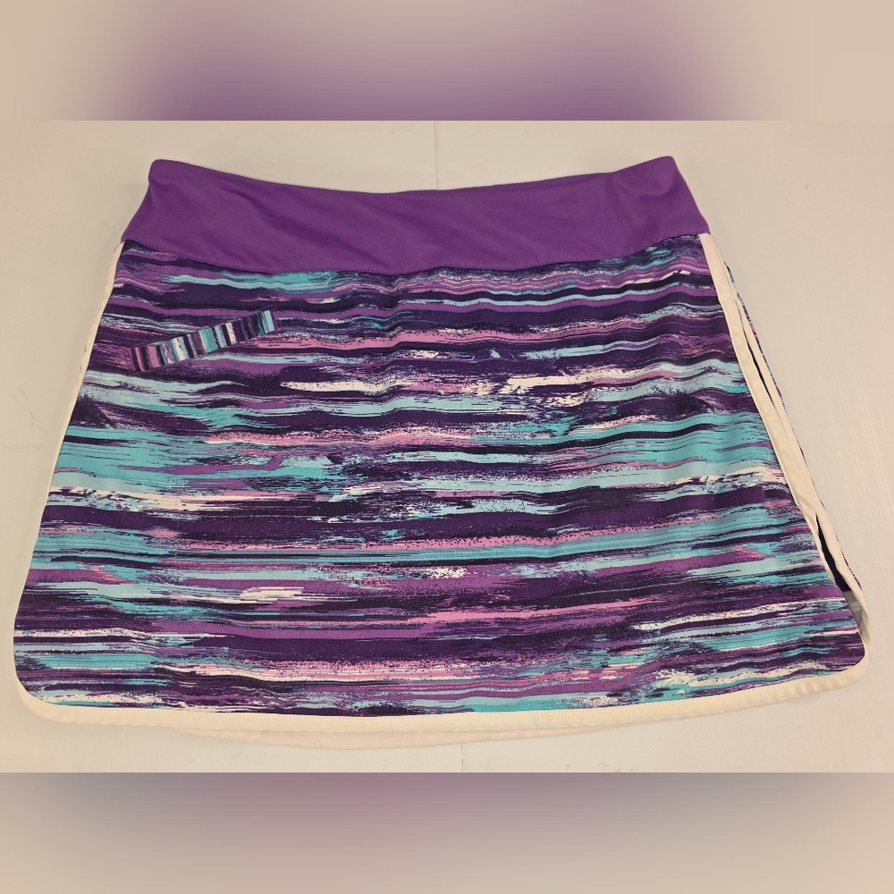 Athleta Women's Swift Zip Skort Size 6 Purple Brushstroke Deaign F-0115